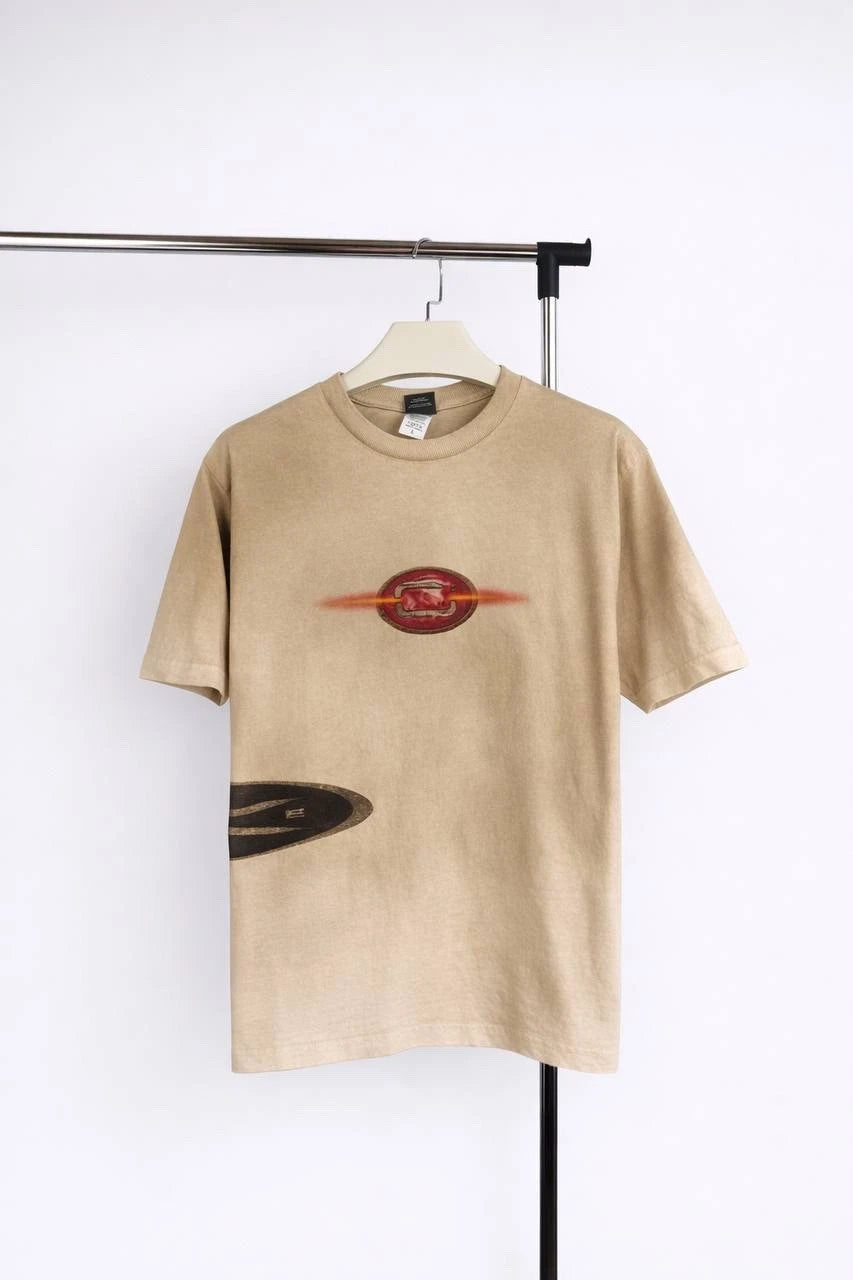 Vintage Travis Scott Graphic T Shirt Beige Cyber Skeleton Back Print Tee Size:L