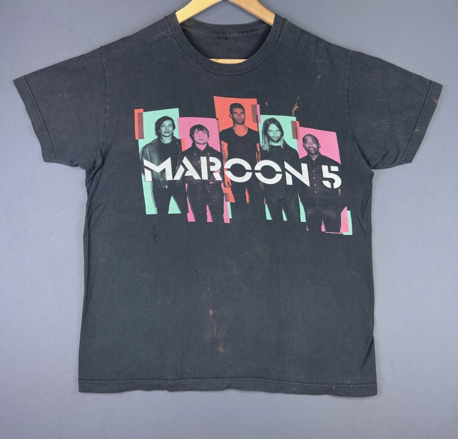 Vintage Y2K Maroon 5 Band Tee Music Tour Concert Promo Fade Black T