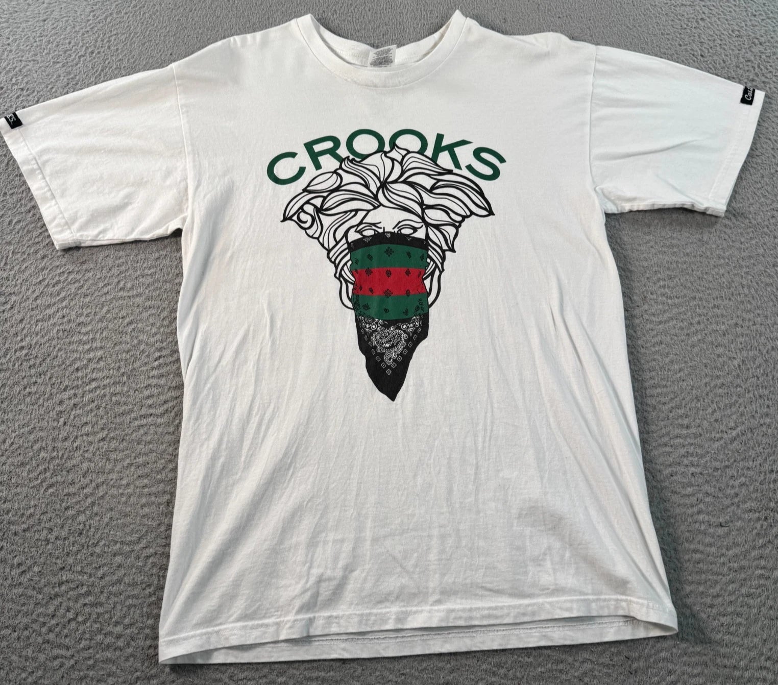 Crooks & Castles Shirt Men Medium White Medusa Big Face Graphic Tee Streetwear