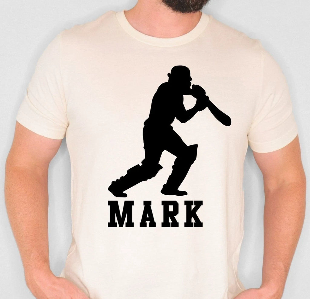 Personalised Cricket Player T Shirt Custom Name Sports Fan Tee Birthday Gift Uni