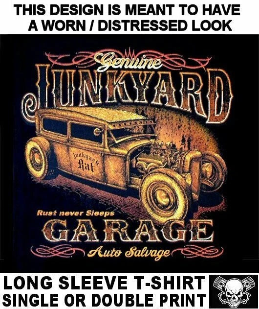 GENUINE JUNKYARD GARAGE HOT RAT ROD CUSTOM CHOPPED A SEDAN SKULL T-SHIRT WS583