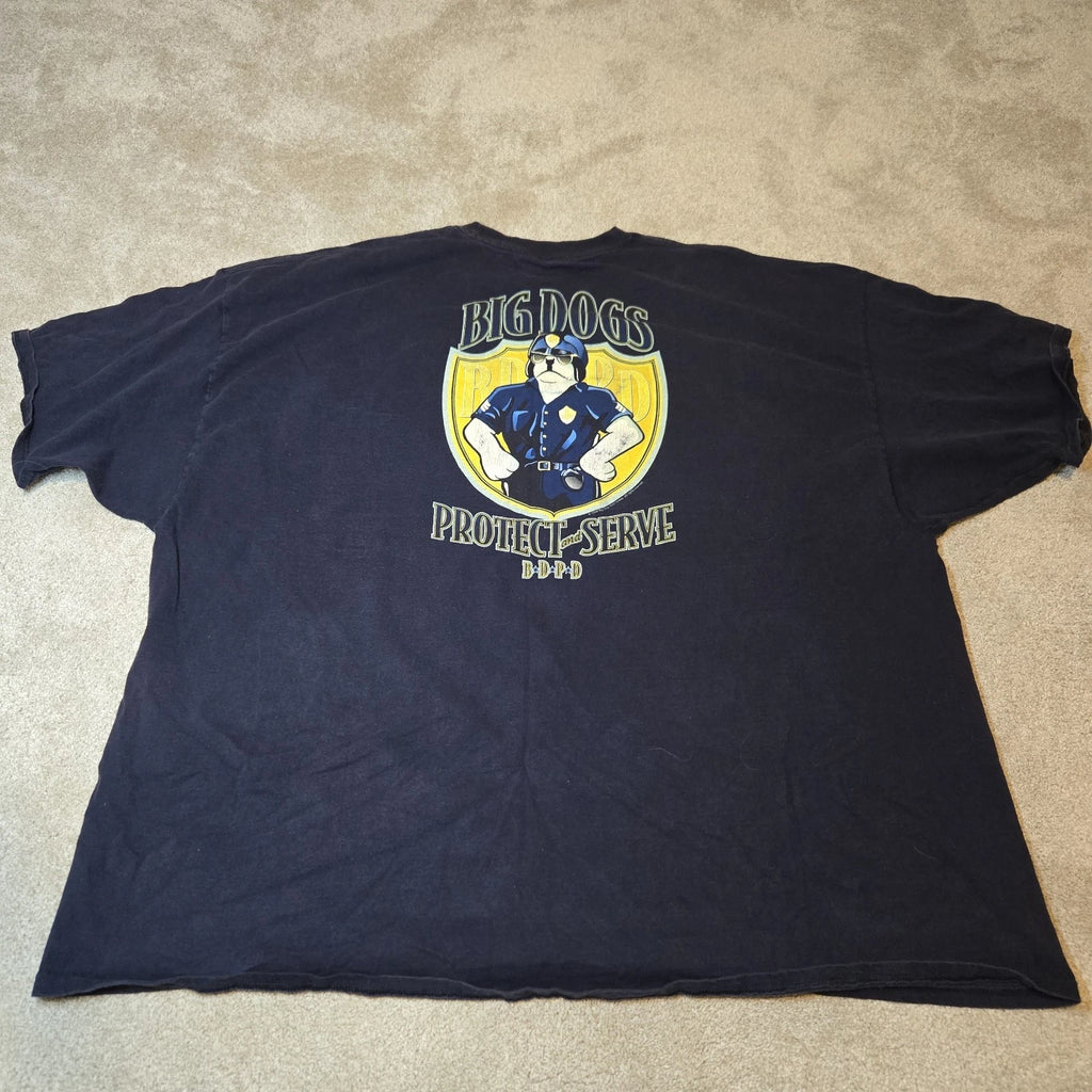 Big Dogs Protect Serve Police Graphic T-Shirt Men’s 5X Blue Y2K  Humor