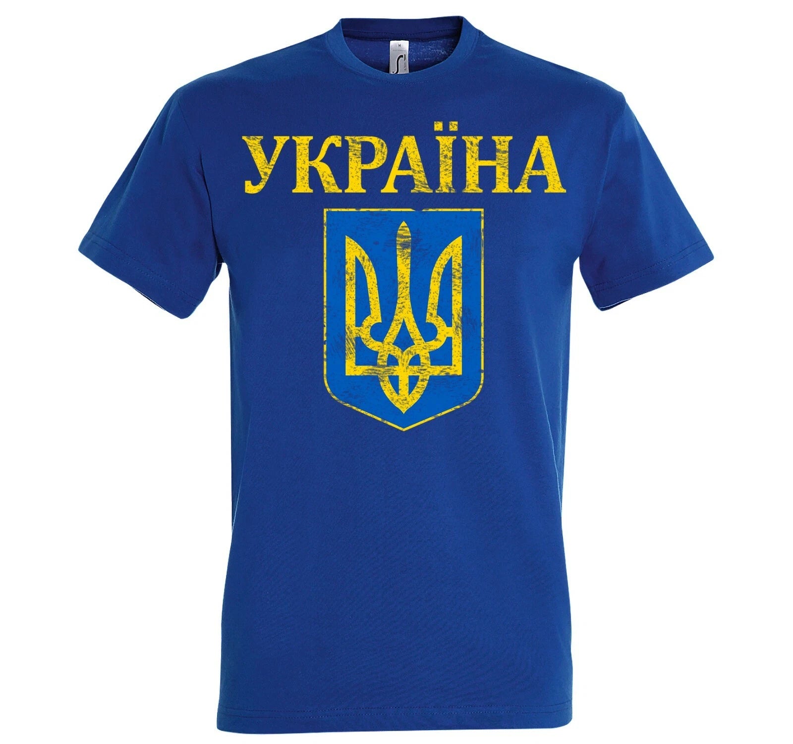 Men's T-Shirt Vintage Ukraine Coat of Arms Flag Flag Logo Print Slogan World Cup Putin