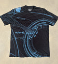 Rare Hurley Tron Light Cycle Blueprint Graphic T-Shirt XL Black Y2K Surf Skater