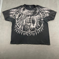 Vtg Liquid Blue T Shirt XXL Black Native American All Over Print Wolf Grunge