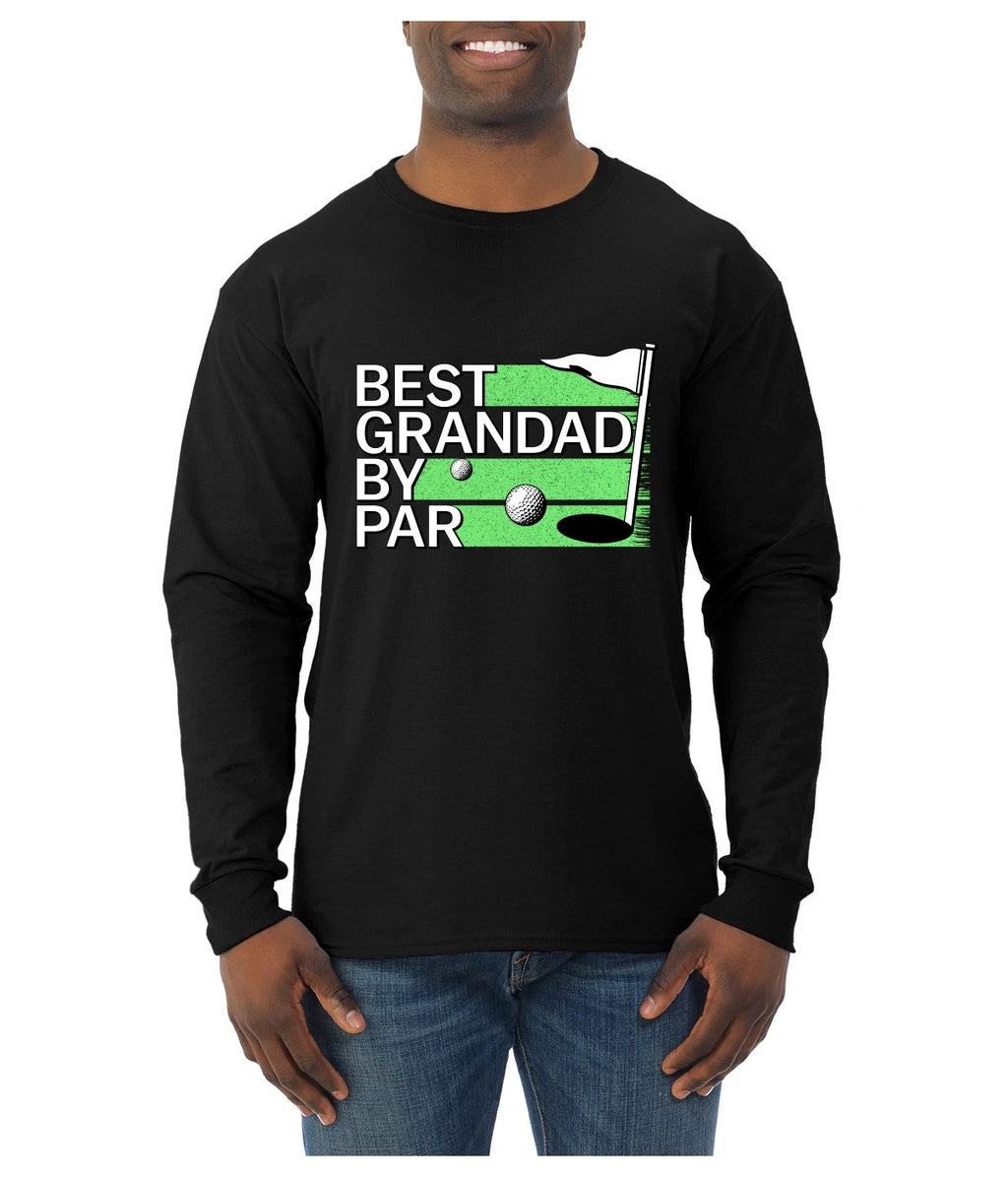 Best Grandad By Par Funny Sports Golf Dad Joke Mens Long Sleeve Shirt