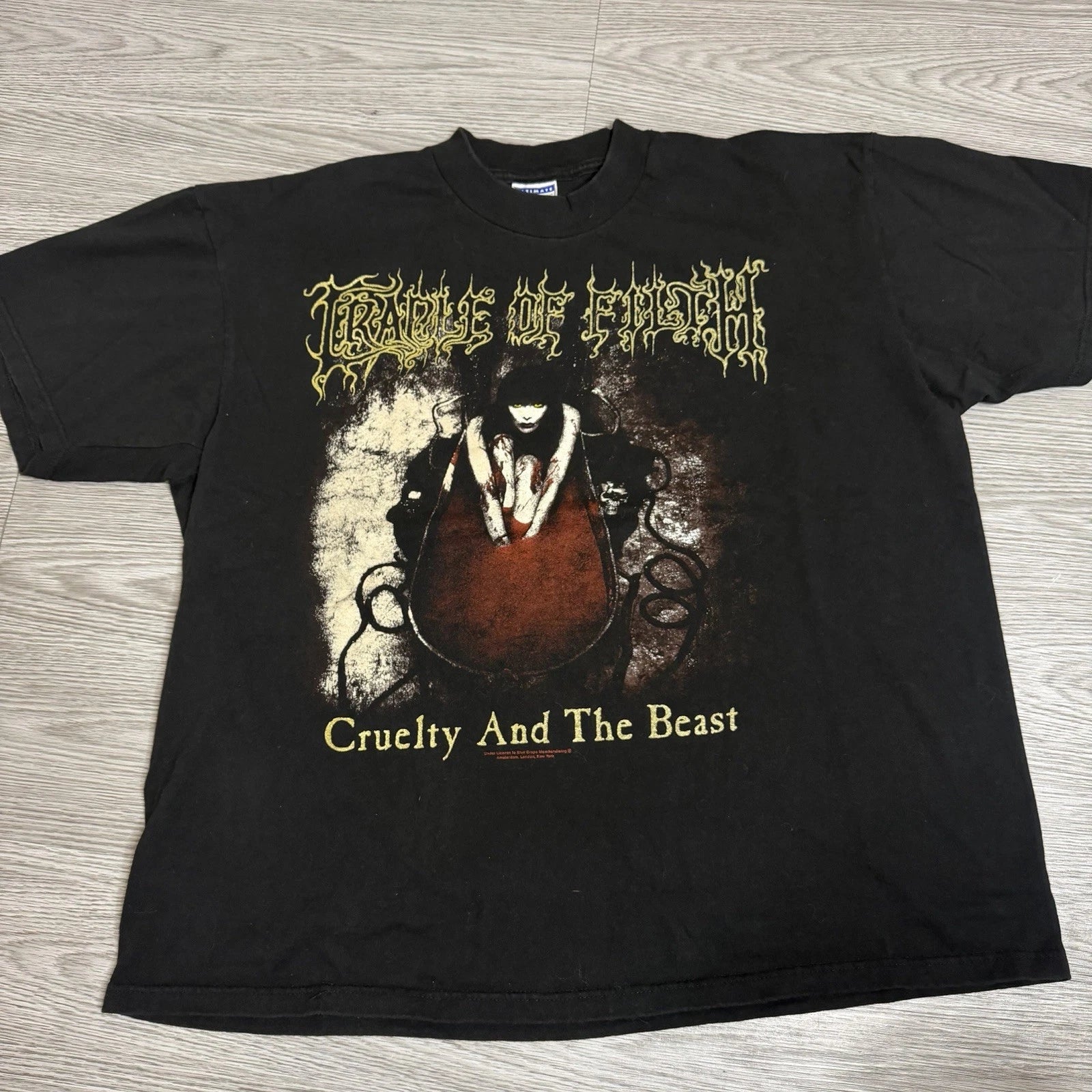 Vintage 1998 Cradle Of Filth Cruelty And The Beast T Shirt XL Black Double Side