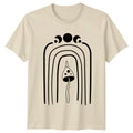 Boho Mushroom Moon Phase T-Shirt Fungi Gift For Him And Her