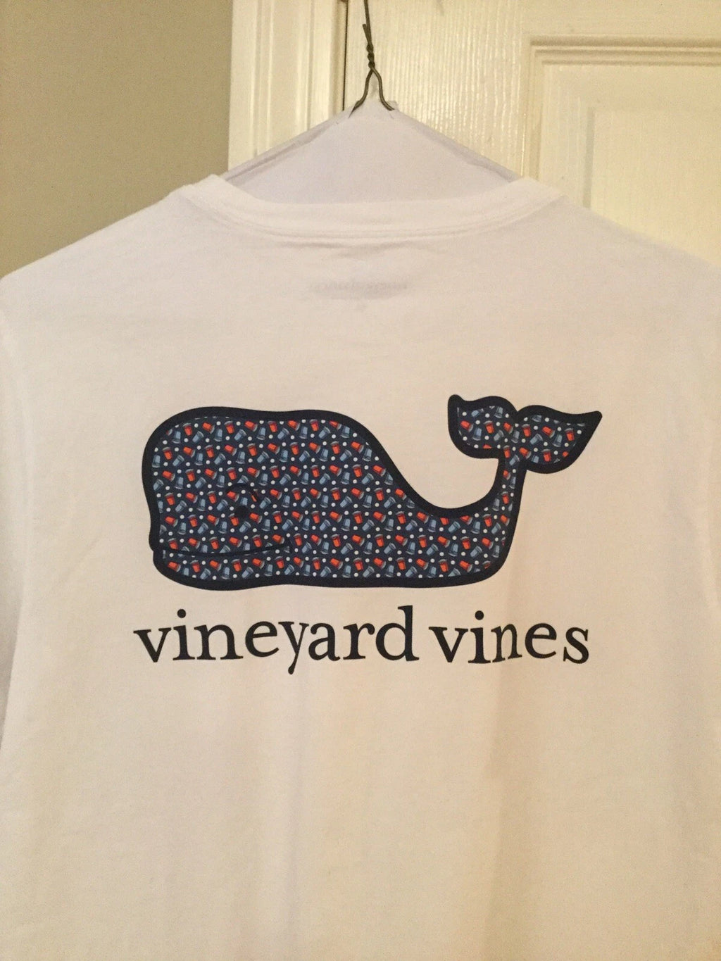 Vineyard Vines Men's Beer Pong Whale Fill Pocket S/S  T-Shirt White XL NWT