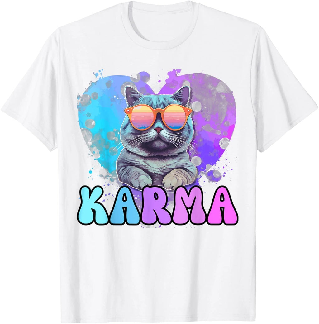 Cute Funny Cat Lover Heart Shape Karma T-Shirt