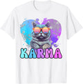 Cute Funny Cat Lover Heart Shape Karma T-Shirt