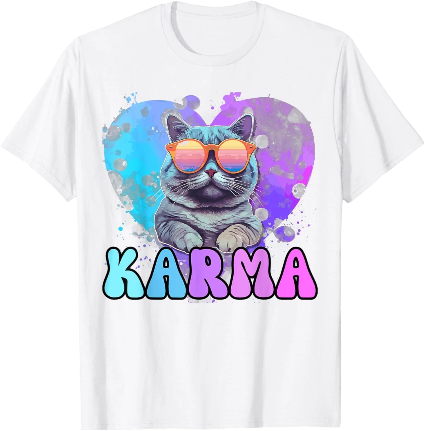 Cute Funny Cat Lover Heart Shape Karma T-Shirt