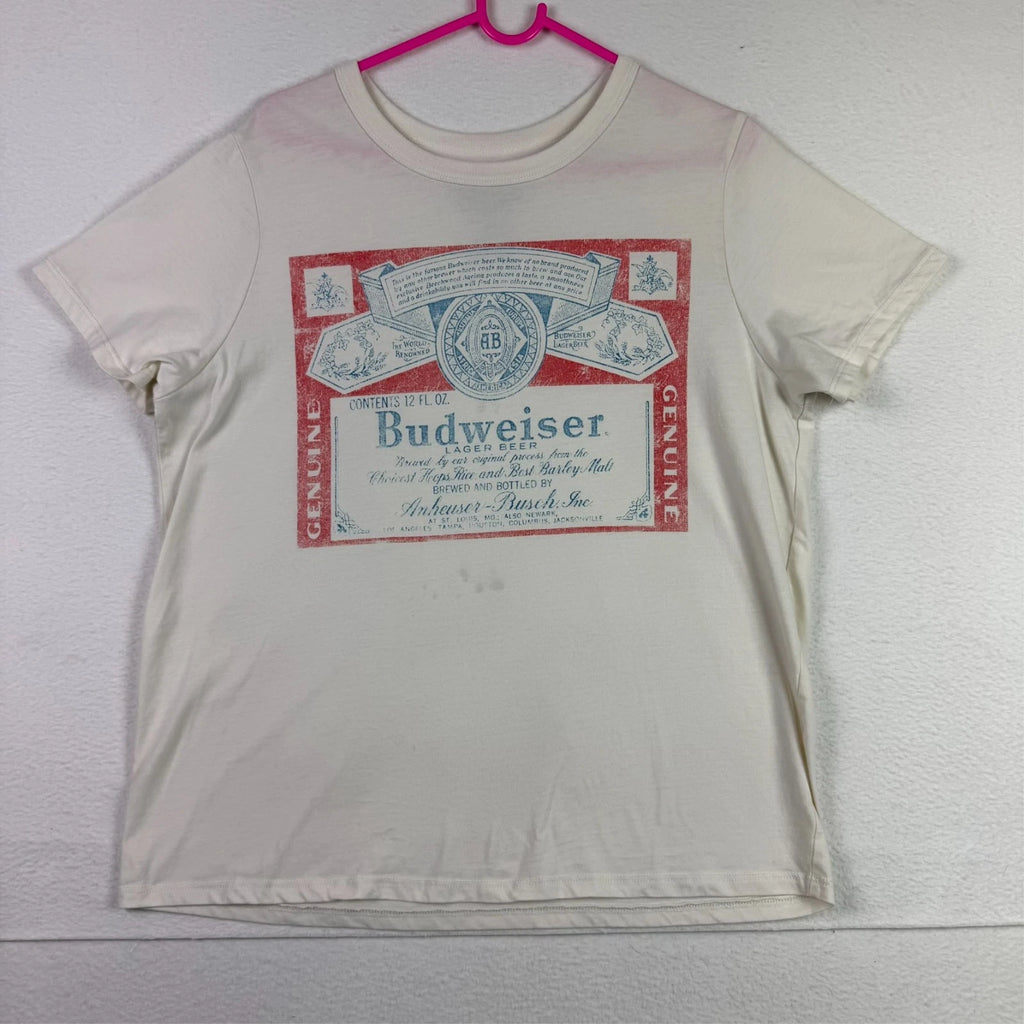 Budweiser Beer T Shirt Mens XL White Short Sleeve