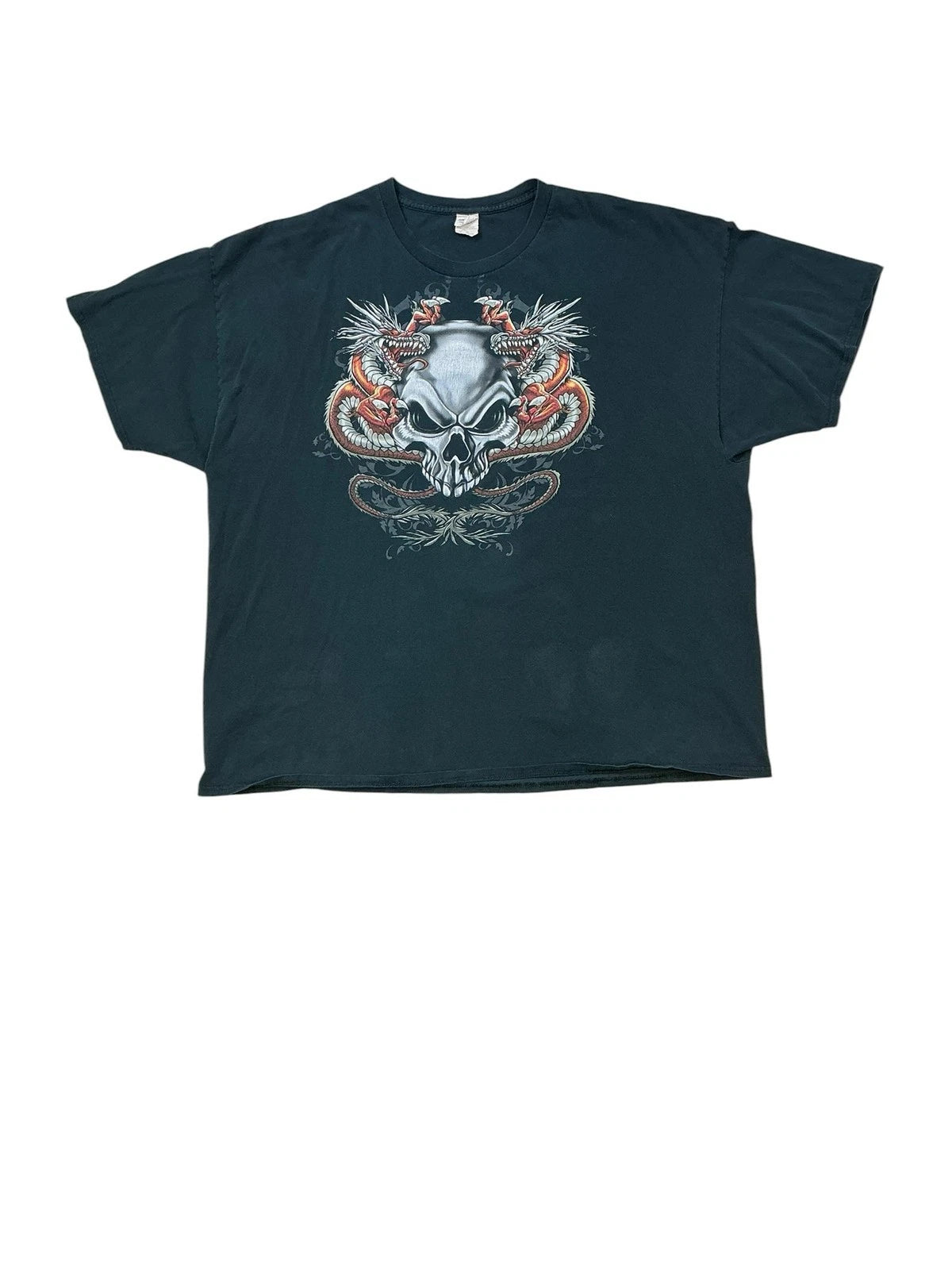 Y2K Skull & Dragon Graphic T-Shirt (2xl)
