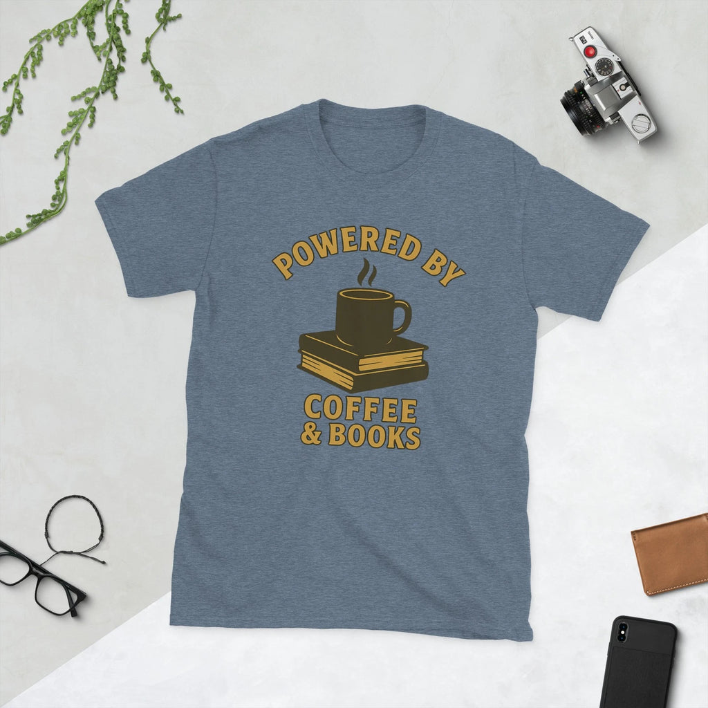 Powered by Coffee & Books Graphic Tee Unisex Reading Shirt Gift for Book Lovers