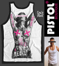 Pistol Boutique Men's White NAKED TATTOOS GIRL Back Print Vest Top Singlet Tank