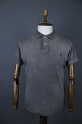 Polo Ralph Lauren Custom Fit Grey Solid Cotton Short Sleeve Polo Shirt Size L