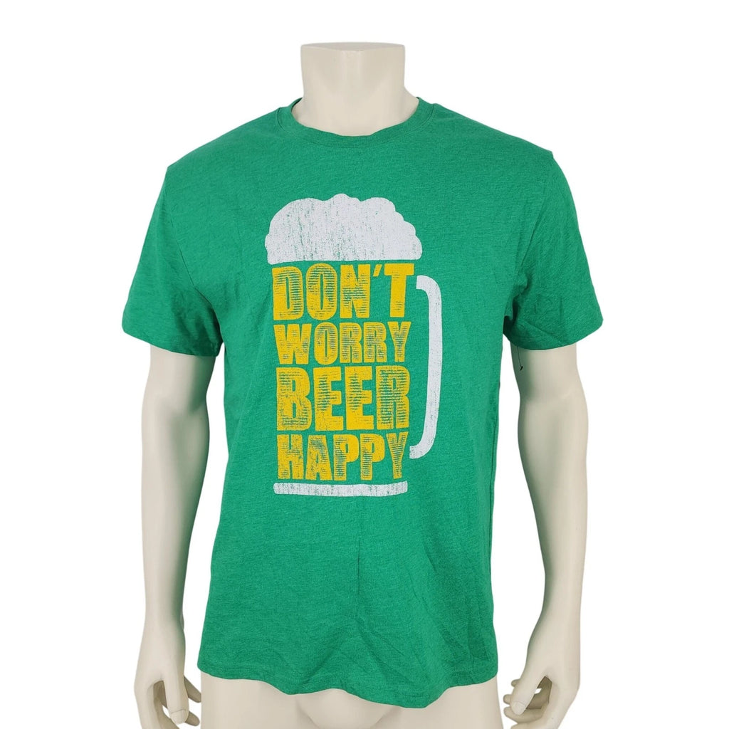 Unisex Press Lab NWOT Don't Worry Beer Happy Green T-Shirt Medium Tee