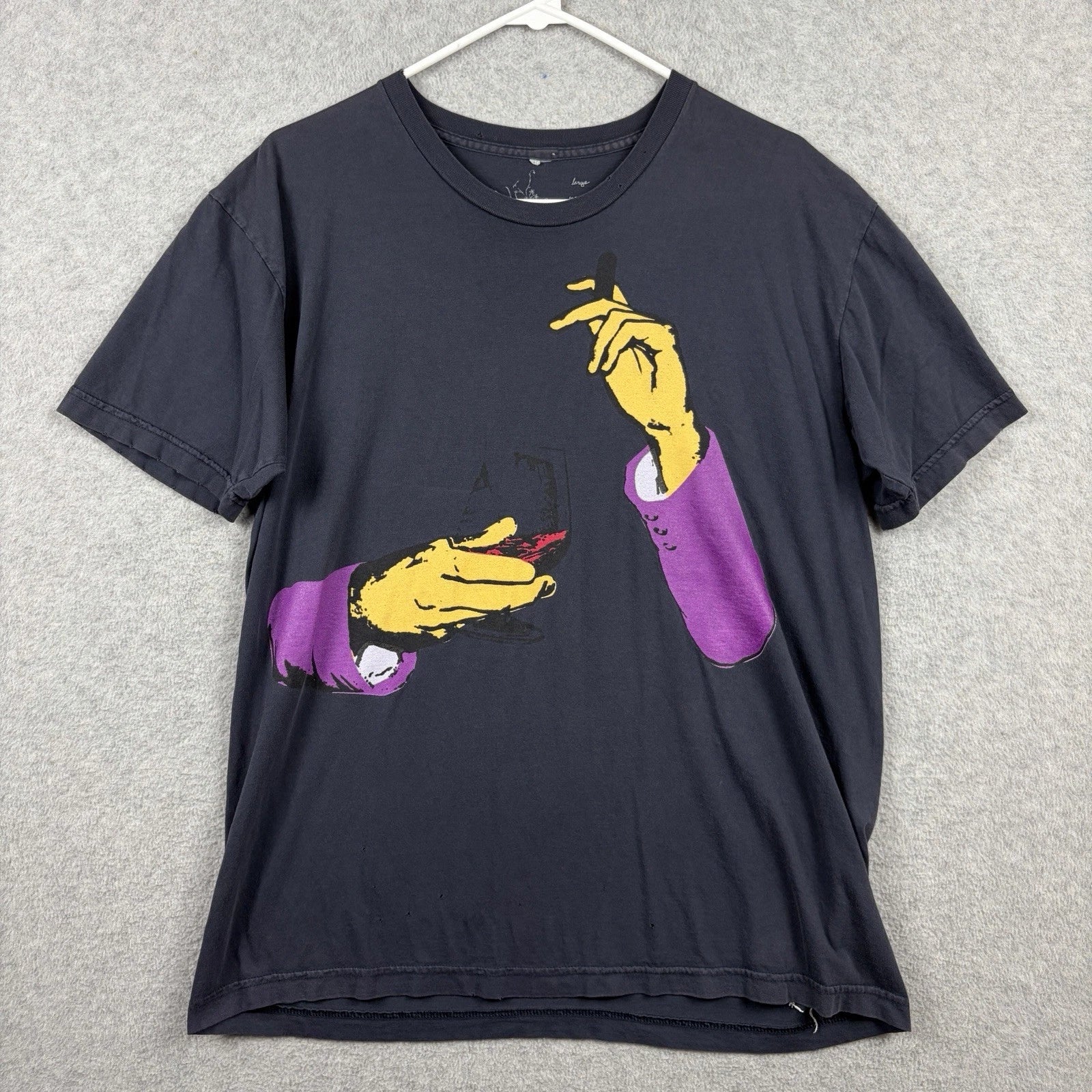 Trovata T Shirt Adult Large Graphic Tee Distressed Artsy Cigarette Hands USA