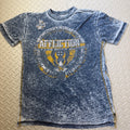 Affliction Graphic Tee Blue American Customs Garage Built Mineral Wash SZ Lg