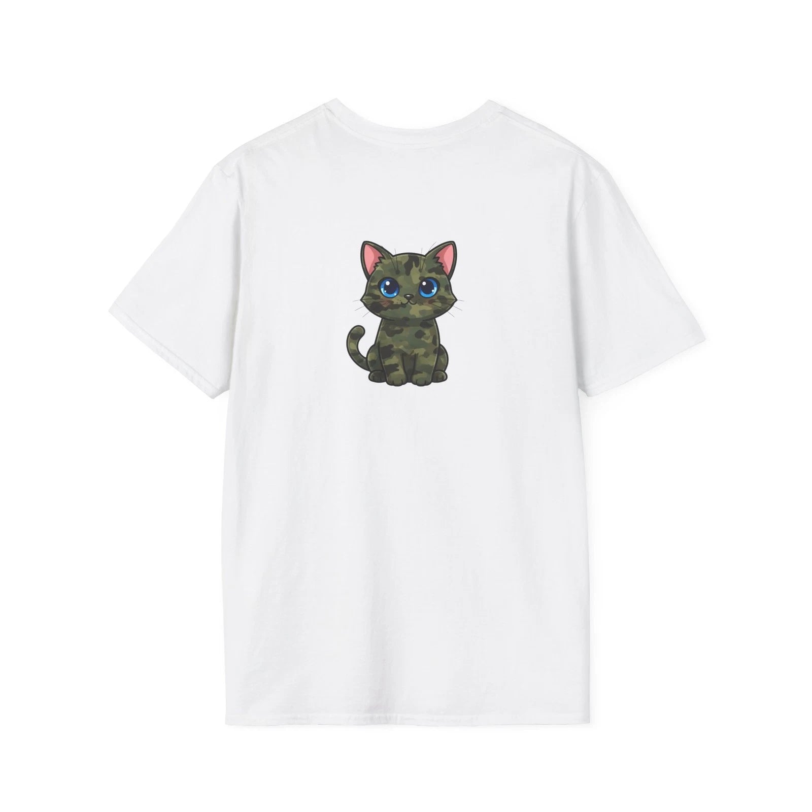 Camouflage Kawaii Kitty T-Shirt | Cute Camouflage Cat Design on Back