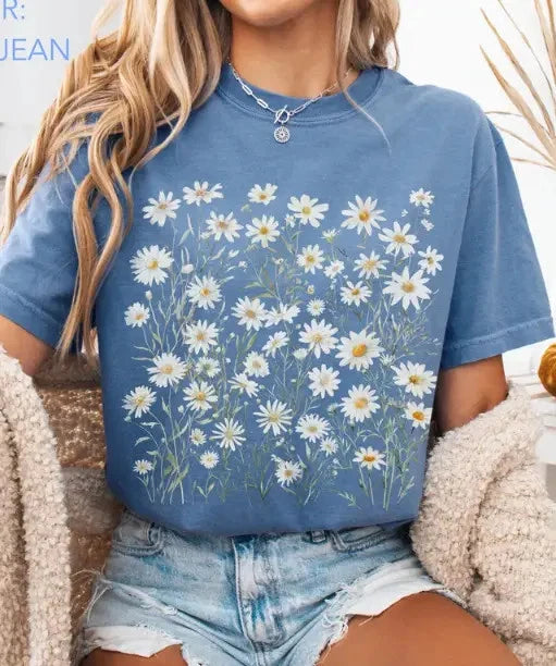 Daisy Flower Shirt, Wildflowers Shirt, Floral Tee, April Birth Flower Gift