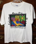 Costa Rica Bird T Shirt Hand Made by Kuna Yala Indians multi colored design sz L
