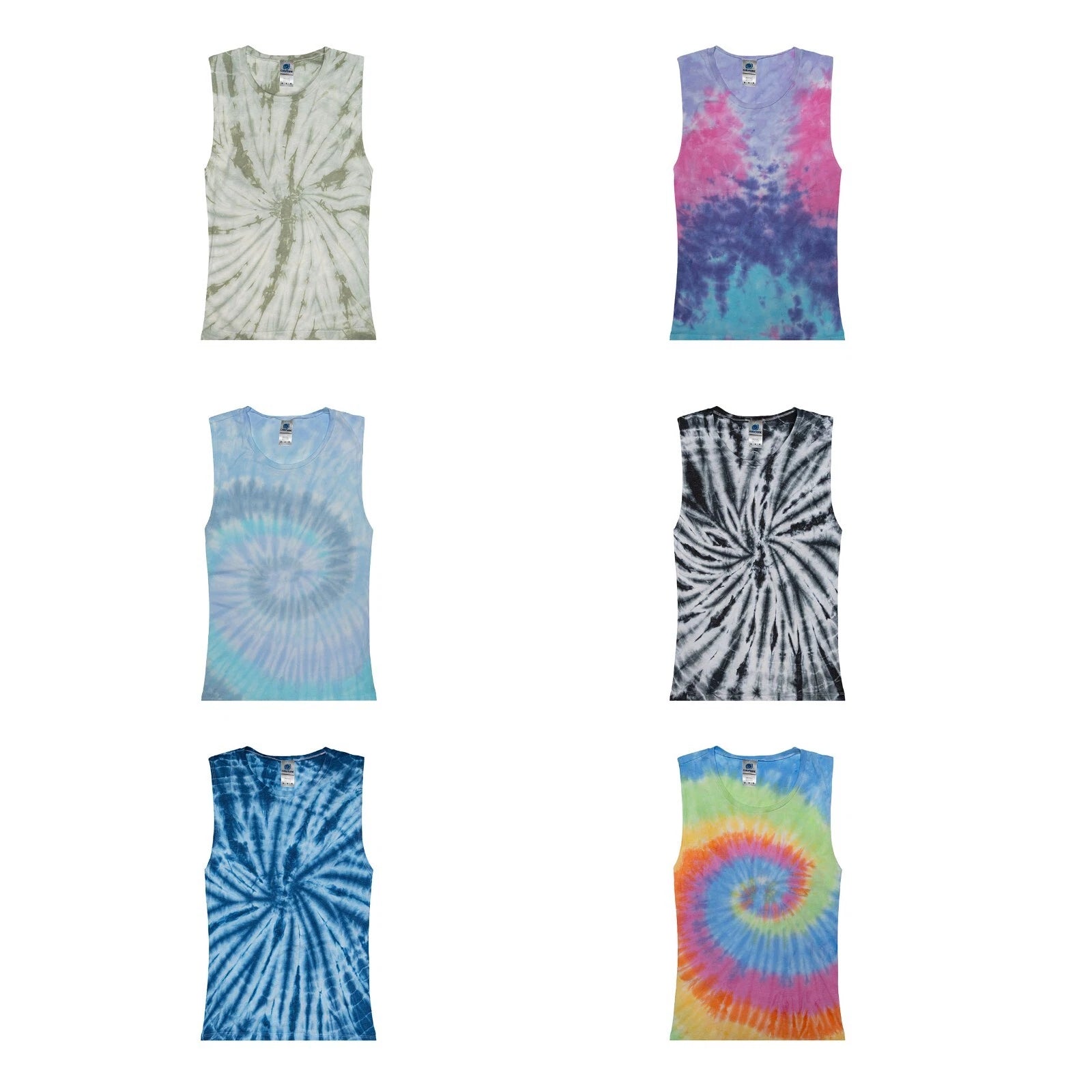 Colortone Multi Color Tie Dye Muscle Tank Top Sleeveless Shirt Adult All Sizes