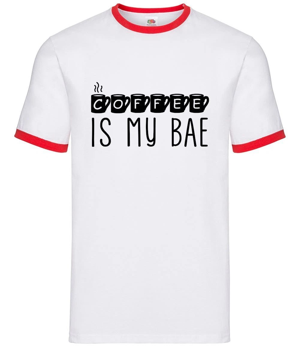 Coffee Is My Bae - Mens Ringer - Latte Mocha Drink Drinking Funny Love