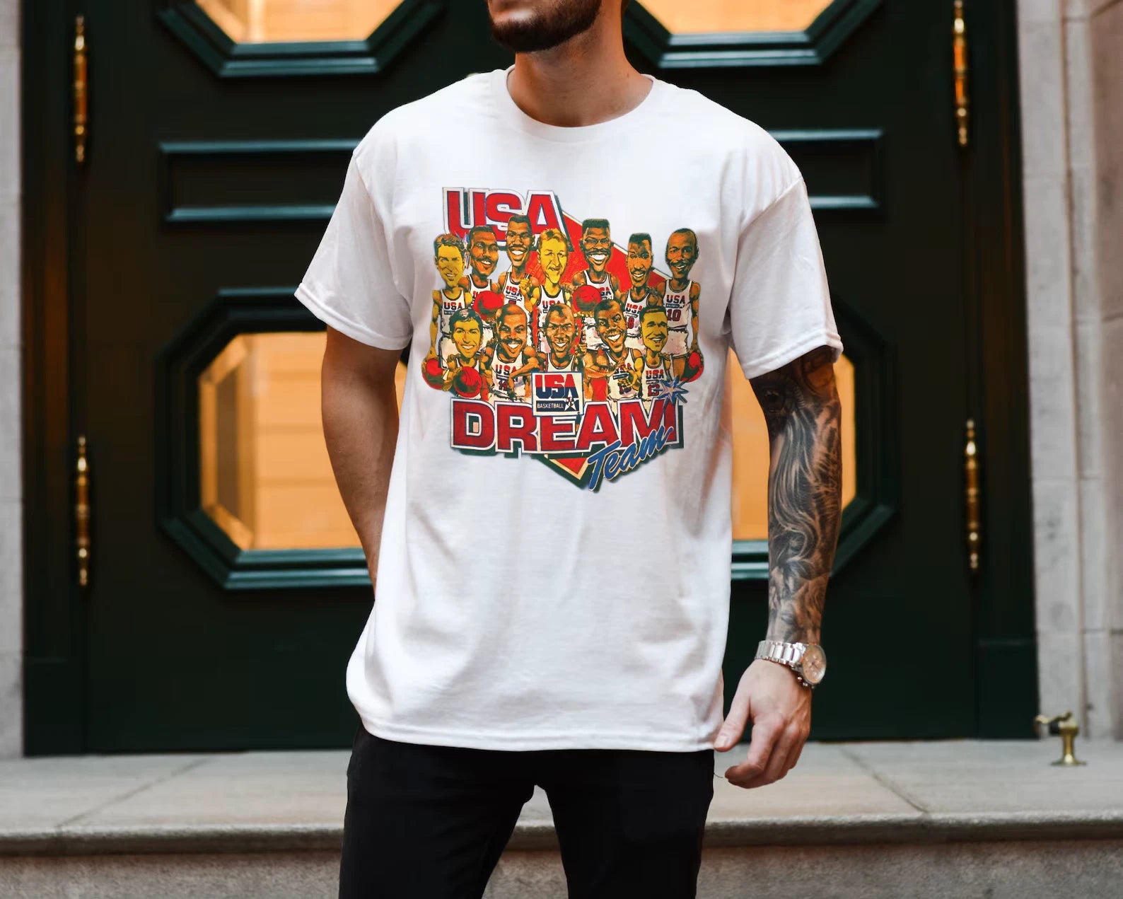 Dream Team 1992 USA Jordan Bird Magic Basketball VTG OG Premium Graphic T-Shirt