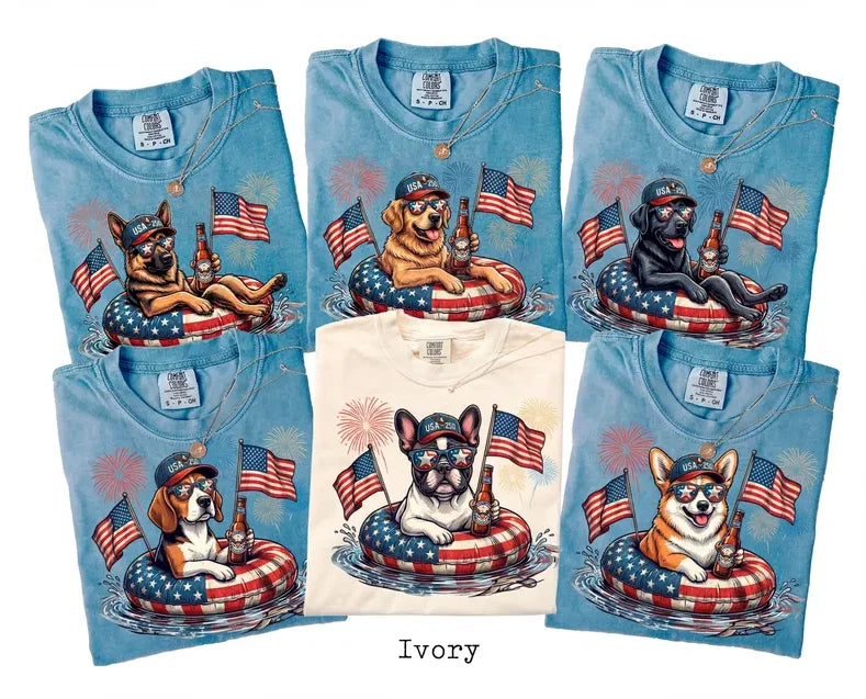 Comfort Colors Custom Patriotic Dog Print 250 Fireworks Custom Breed Gift