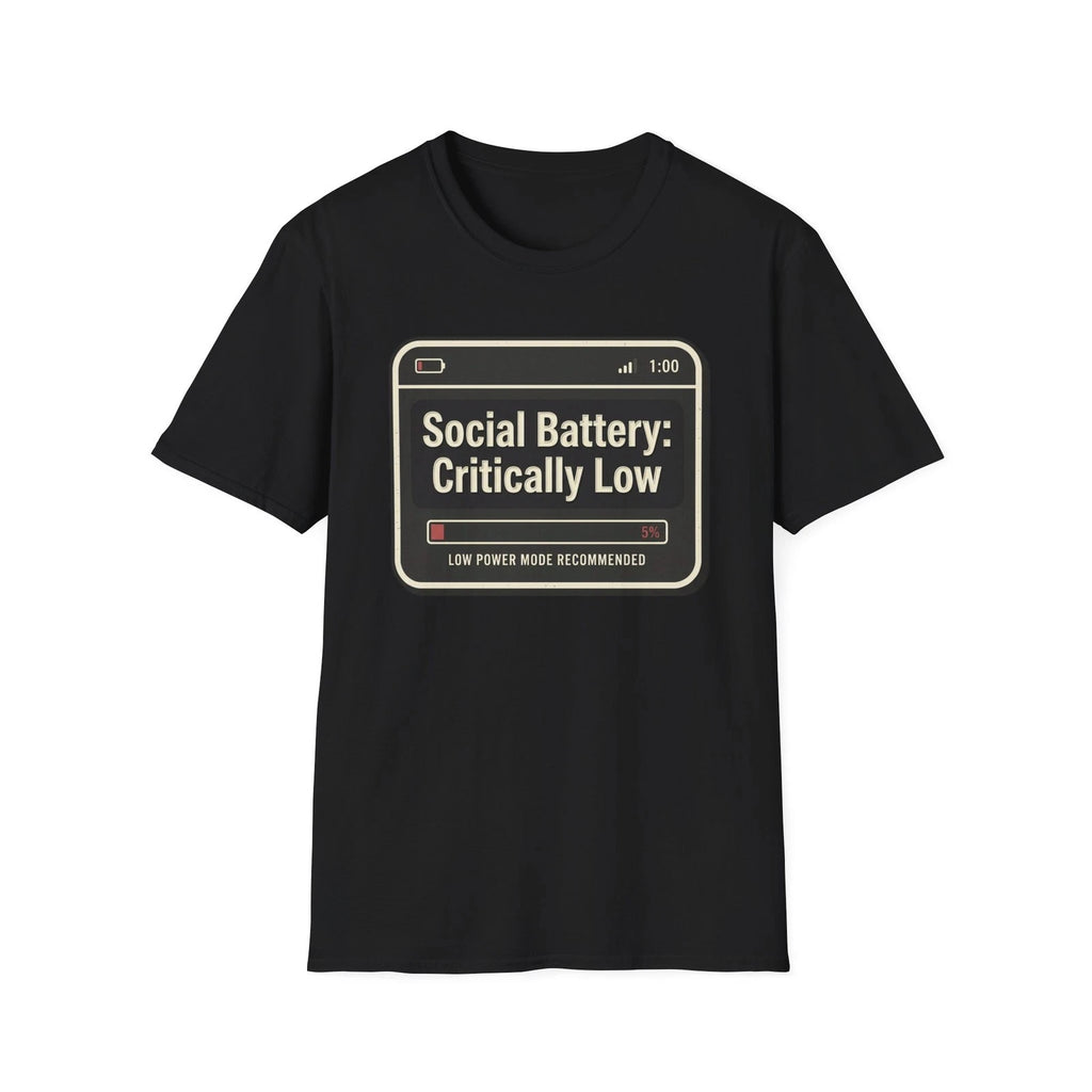 Social Battery Critically Low Funny Introvert Meme T-Shirt Gift Tee Shirt