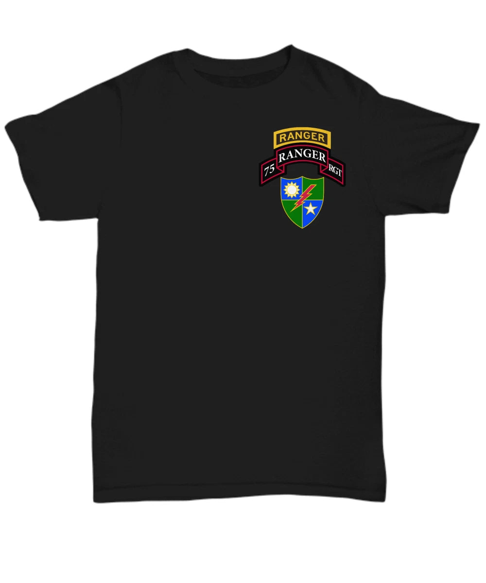 75th Ranger Regiment Shirt - Scroll, Tab, and DUI - Army Ranger - Unisex Tee