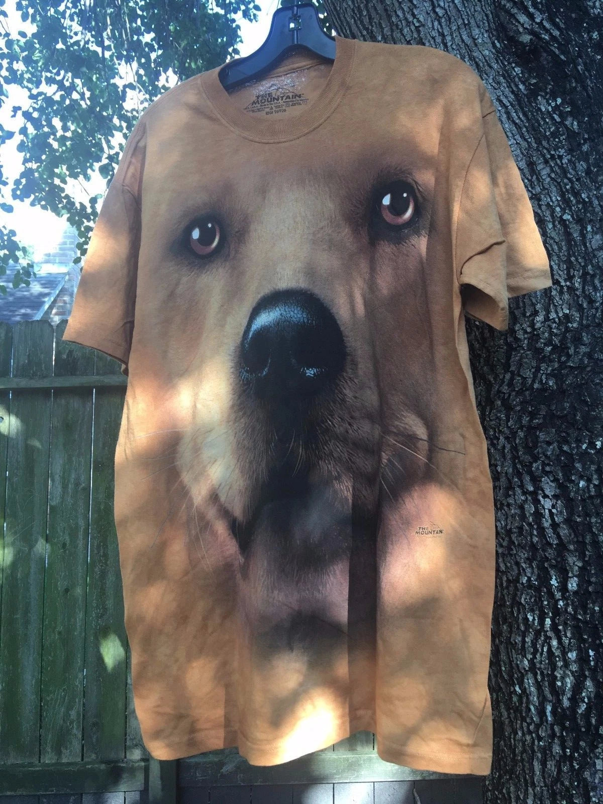 NEW The Mountain 3D Golden Face DOG Adult T-Shirt 100% Cotton--Clearance