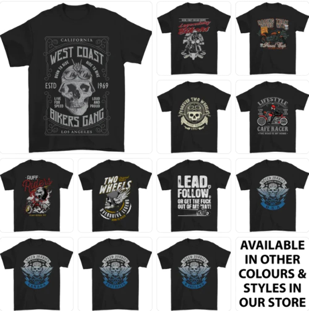 Biker T-Shirt Motorbike Motorcycle Funny Cafe Racer Chopper 12