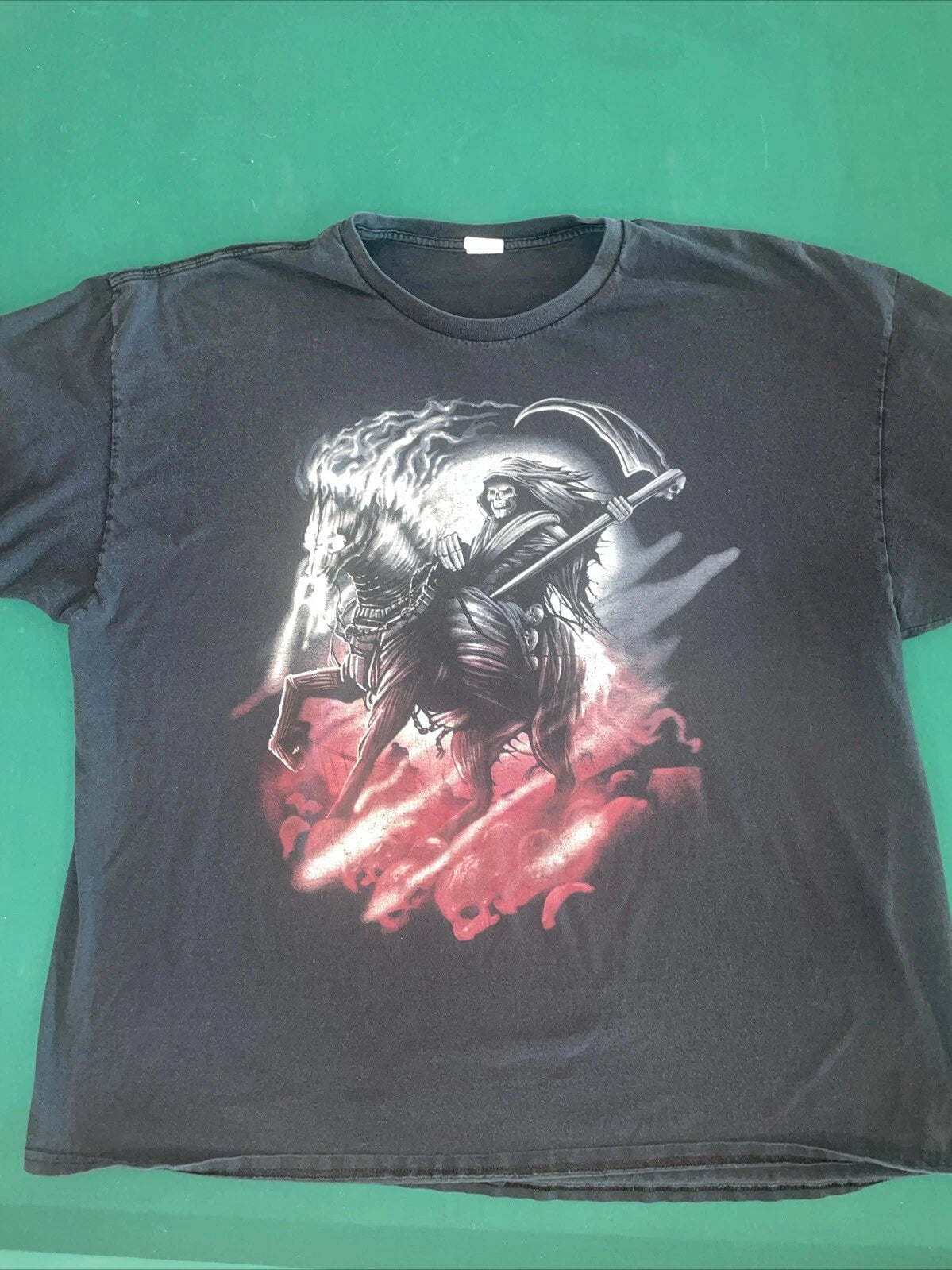 Vintage Y2K Grim Reaper Skeleton Horsemen Apocalypse Graphic; T-Shirt 3XL