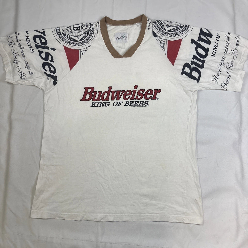Calhoun T Shirt Men’s XL White Budweiser Long Of Beers 2000 Y2K Sleeves