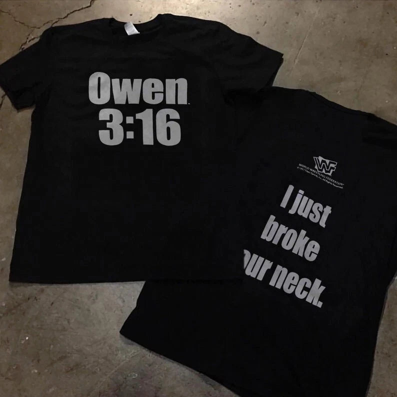 Vintage Style 3-16 Owen Hart 1997 VTG Black T Shirt.