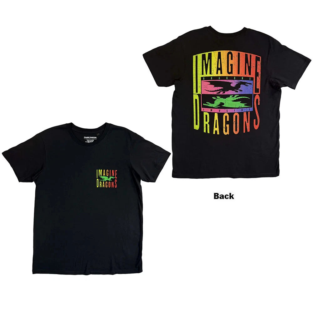 Imagine Dragons T-Shirt: Double Dragons Pocket (Black) (Back Print) OFFICIAL NEW