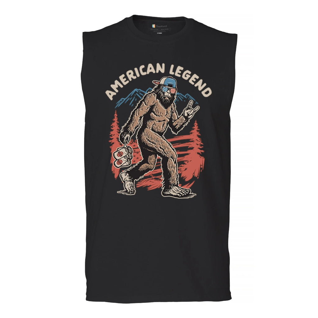 American Legend Bigfoot Muscle Shirt Patriot Funny Sasquatch Fan 4 July Men's