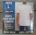 NEW! 6 pack Kirkland T Shirts men's White Crew Neck 100% Cotton Tees Heavyweight
