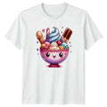 Cute Happy Ice Cream Sundae T-Shirt Kawaii Dessert Food Sweet Gift