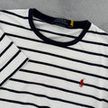 Polo Ralph Lauren T-Shirt Medium Mens Custom Slim Fit Striped White Navy Blue
