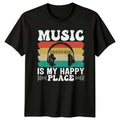 Music Is My Happy Place Retro Headphones Music Lover T-Shirt