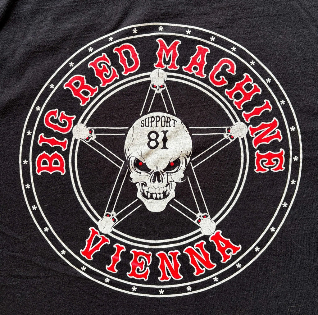 rare HELLS ANGELS VIENNA AUSTRIA Shirt Big Red Machine Support 81 White Biker