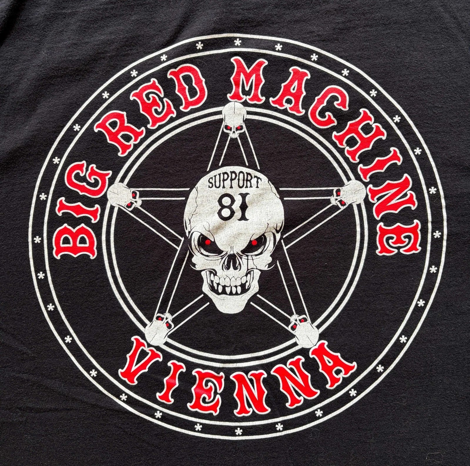 rare HELLS ANGELS VIENNA AUSTRIA Shirt Big Red Machine Support 81 White Biker
