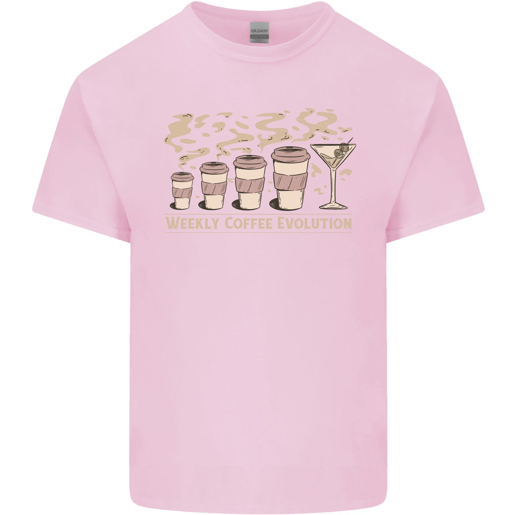 Weekly Coffee To Alcohol Evolution Wine Mens Cotton T-Shirt Tee Top