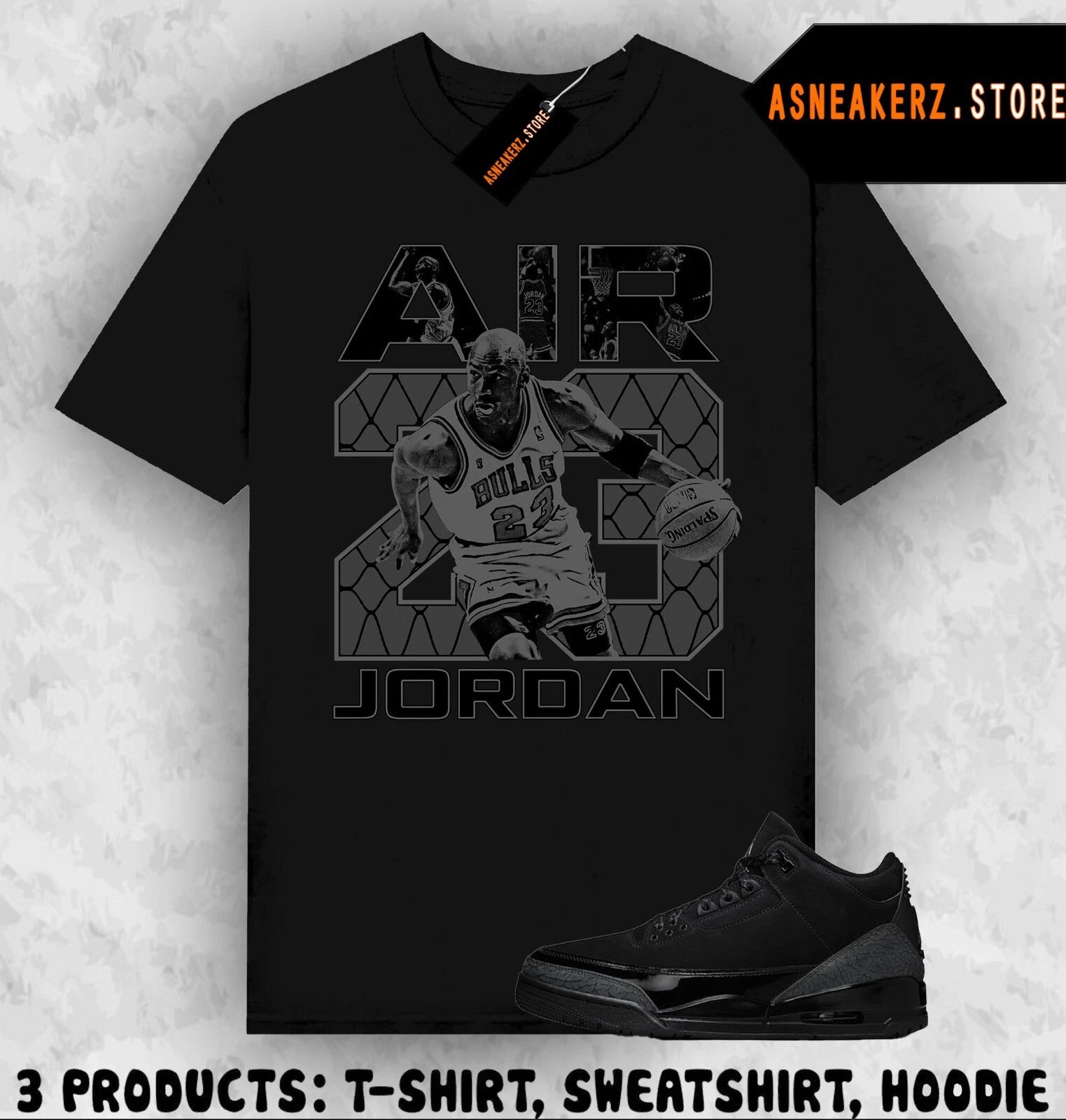Tee Shirt Matching AJ 3 Black Cat 2025 Match Sneaker Vintage Air MJ 23 T-Shirt
