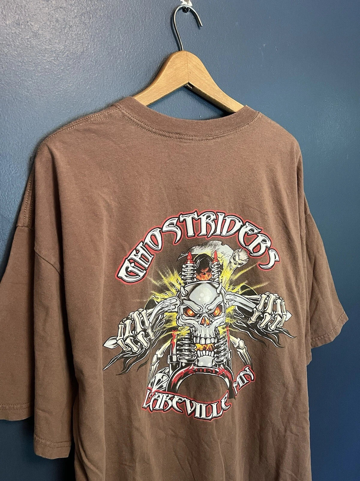 Vintage Y2K Ghost Riders Biker Motorcycle Tee Shirt Size 2XL