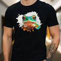 Mens Funny Frog Motif Cotton T-Shirt Size XS to 5XL